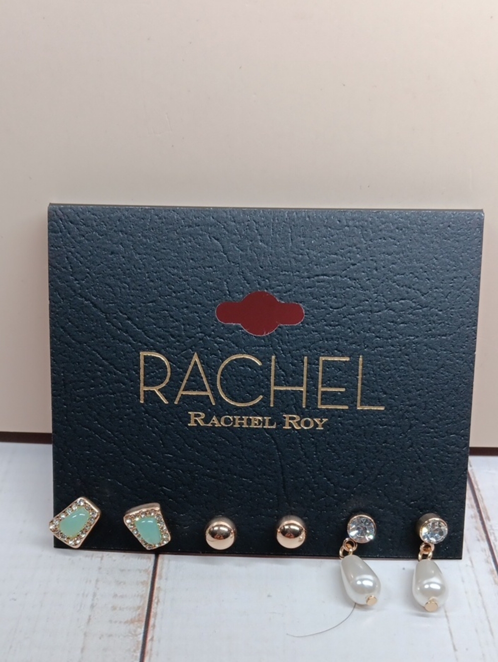 RACHEL Rachel Roy Mint, Gold & Pearl Triple Earring Set
